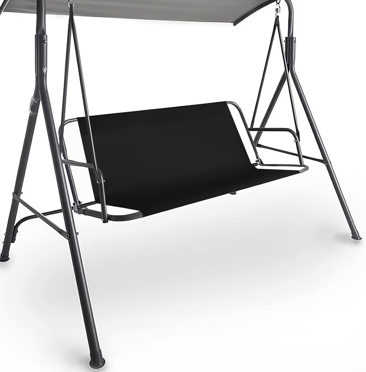 Schommelstoelhoes, duurzame 600D Oxford-stof tuinschommel stoelhoes outdoor schommel stoelhoes universele pasvorm voor 3-zits schommelstoel 148 x 50 x 50 cm, zwart