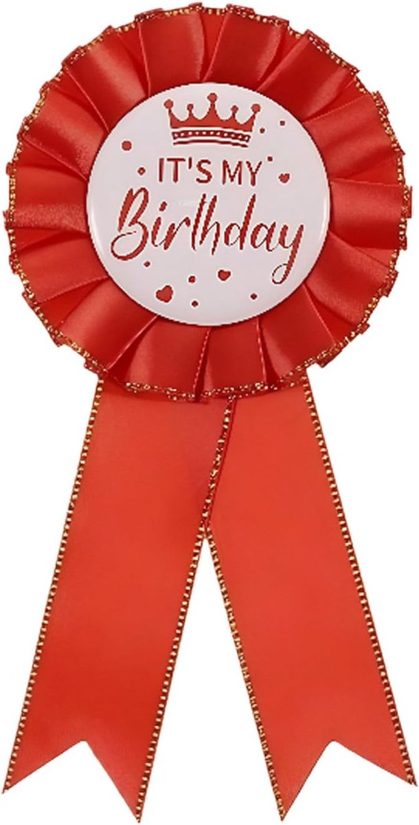 It's My Birthday Blik Badge Pin met Gouden Rand Satijn Stof Award Rozet Badge Broche Pin Party Decoraties voor Vrouwen Mannen