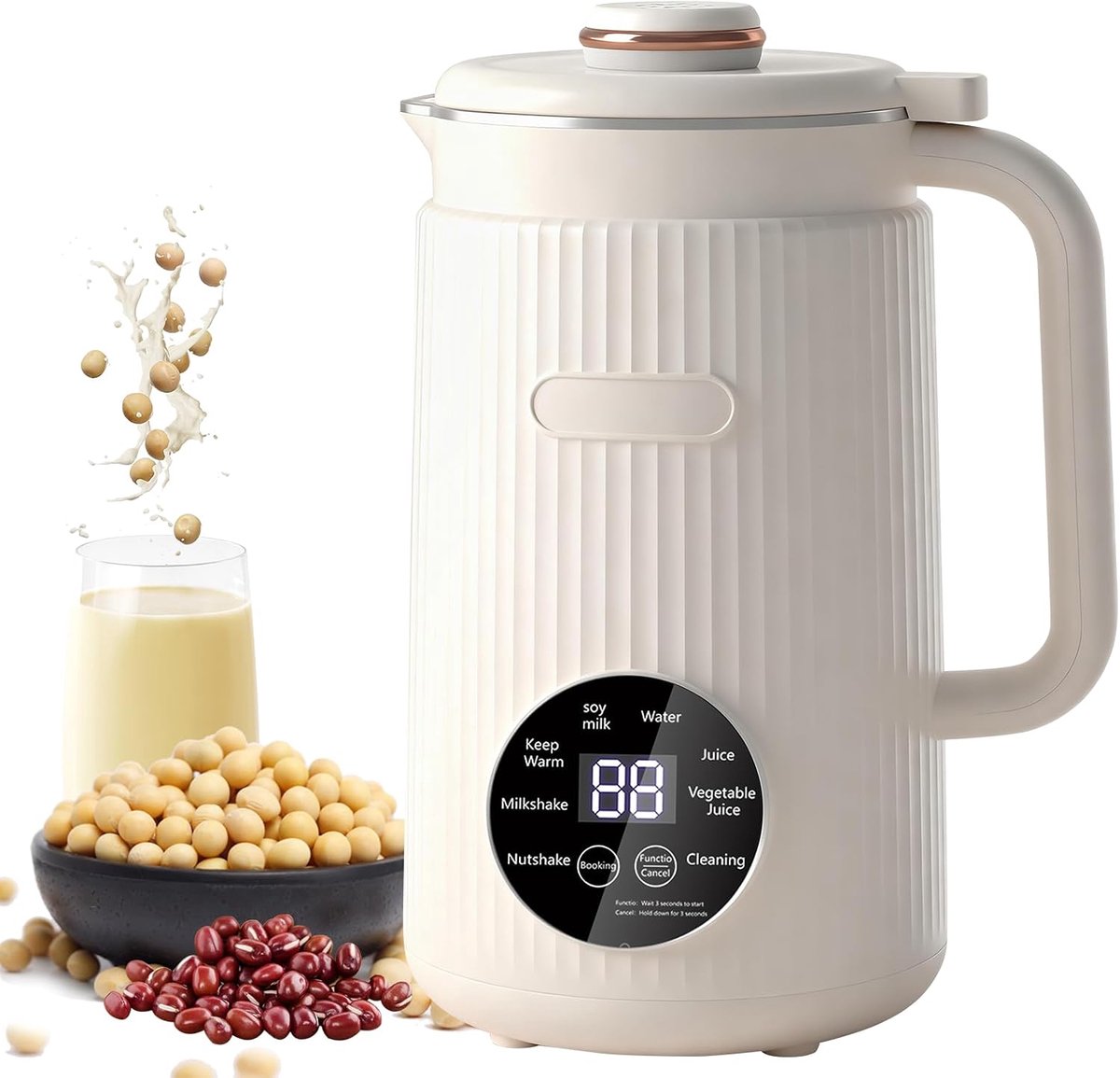 8-in-1 notenmelkmachine, 1200 ml plantenmelkmaker en sojamelkmachine met timer, warmhoudfunctie en zelfreiniging, havermelkmachine voor amandelmelk, soepen, pap en smoothies