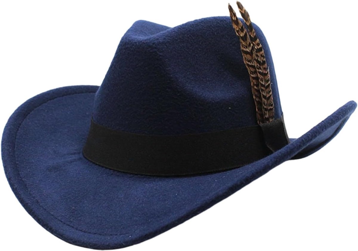 Cowboyhoed, jazzhoed, uniseks Oktoberfesthoed, hoed in etnische stijl, hoed met brede rand