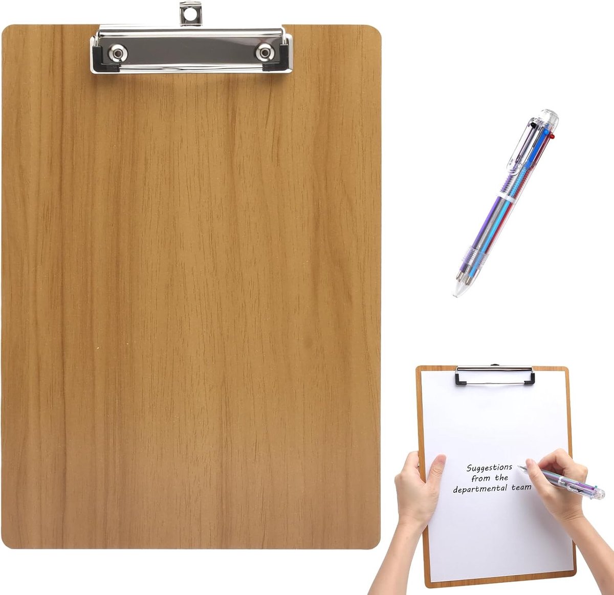 Houten A4 clipboard met clip voor dagelijkse notities, organisatie van bonnetjes en boodschappenlijsten