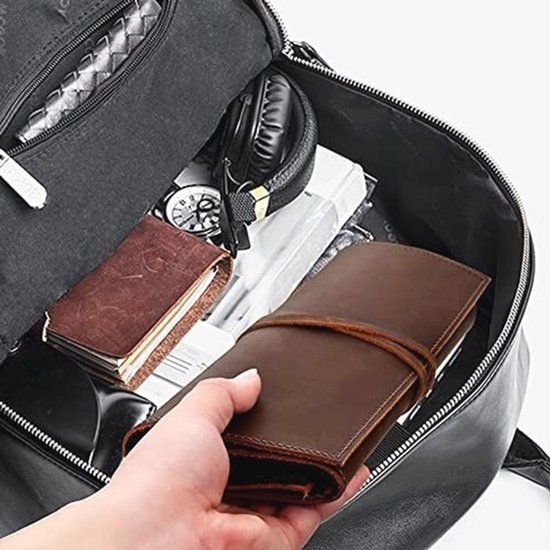 Reisorganizer Roll Bag voor Elektronica Accessoires van Echt Leer - USB Kabel, SD Kaart, Oplader, Hoofdtelefoon, Paspoort, Cash, Muntjes, Externe Harde Schijf — afbeelding 2
