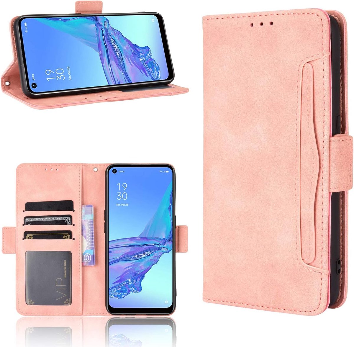 17 Ultra-behuizing [Wallet Case] [Bracket-functie] [Kaartsleuven] [Magnetische klep] Compatibel met Xiaomi 17 Ultra-smartphone, Roze