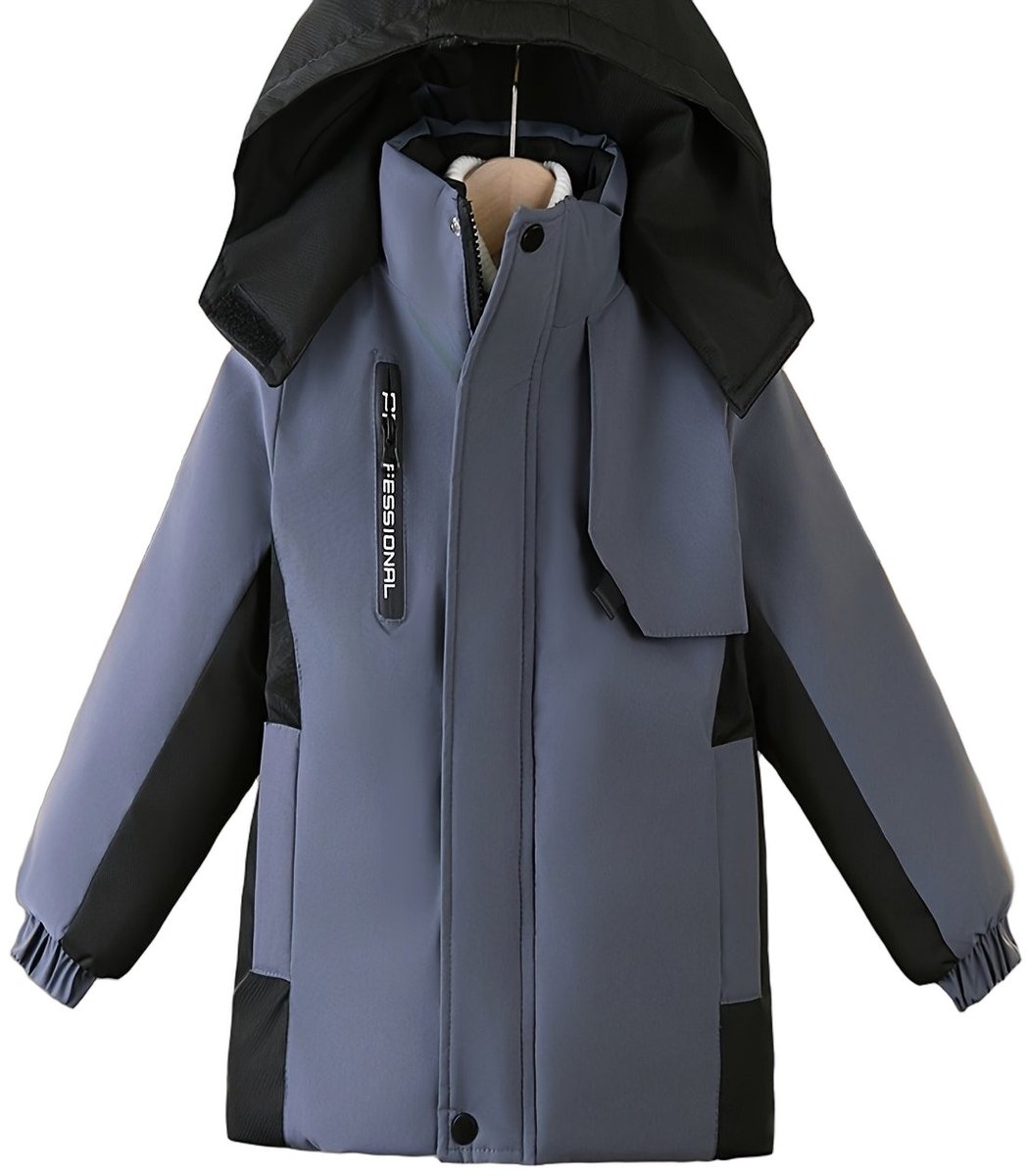 Currero Winterjas Parka Jongens Lange Jas Wintermantel Overjas Gewatteerd Waterdicht Winter Stijlvol Mantel Kinderen 2-3 Jaar Grijs