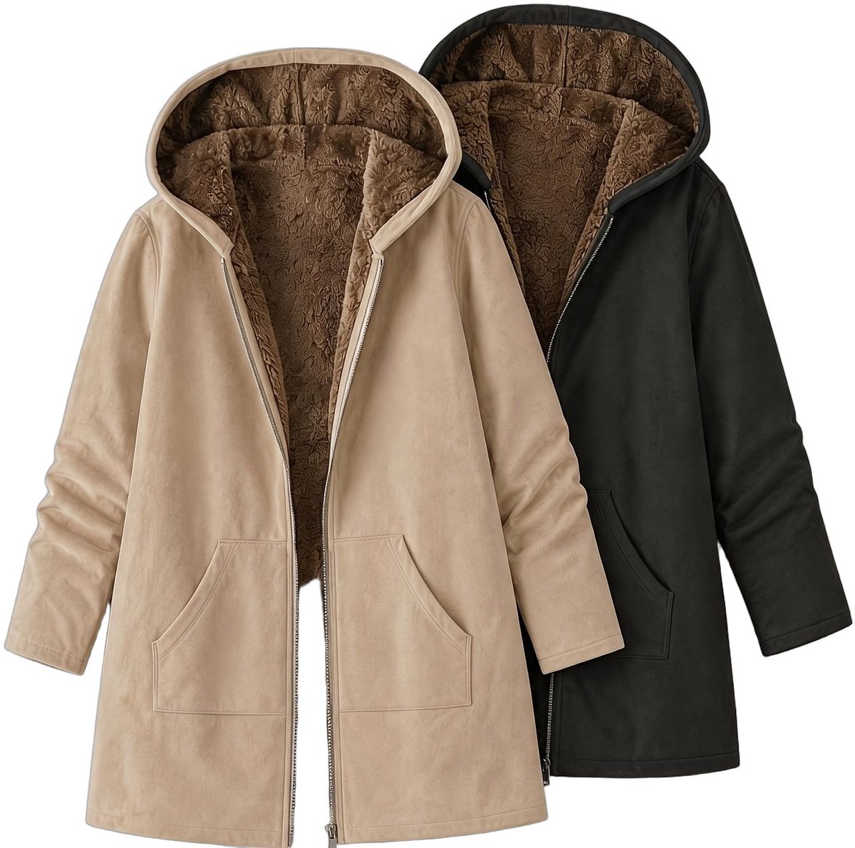 Currero Winterjas Parka Dames Lange Jas Dames Wintermantel Overjas Gewatteerd Waterdicht Winter Stijlvol Mantel Vrouwen Volwassen Kaki & Zwart