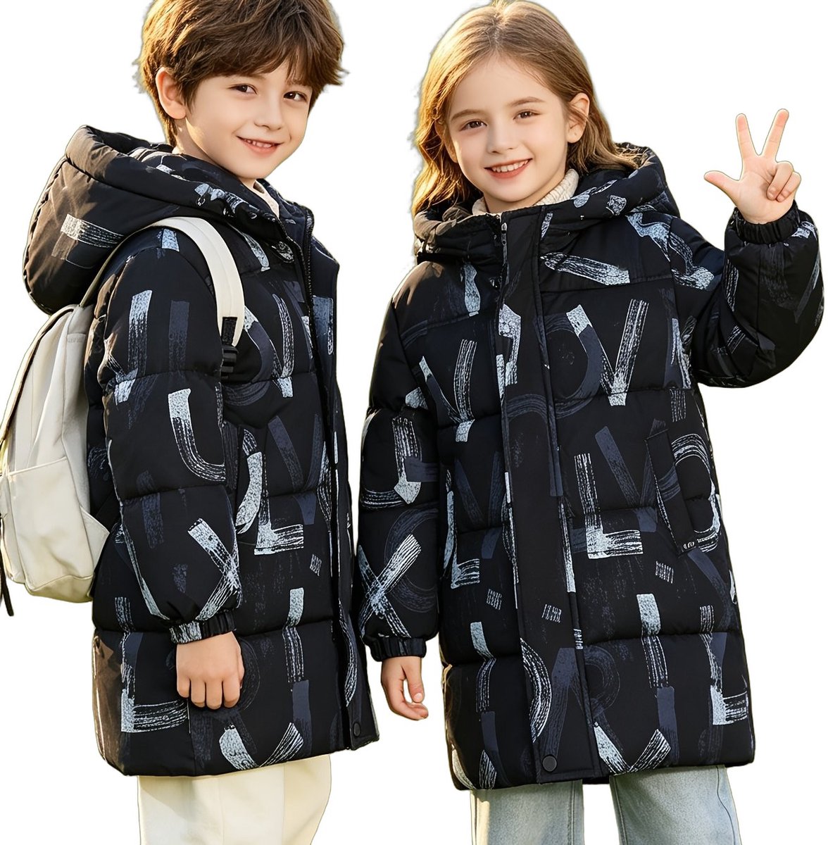 Currero Winterjas Parka Jongens Lange Jas Wintermantel Overjas Gewatteerd Waterdicht Winter Stijlvol Mantel Kinderen Meerkleurig 9-10 Jaar Multicolor