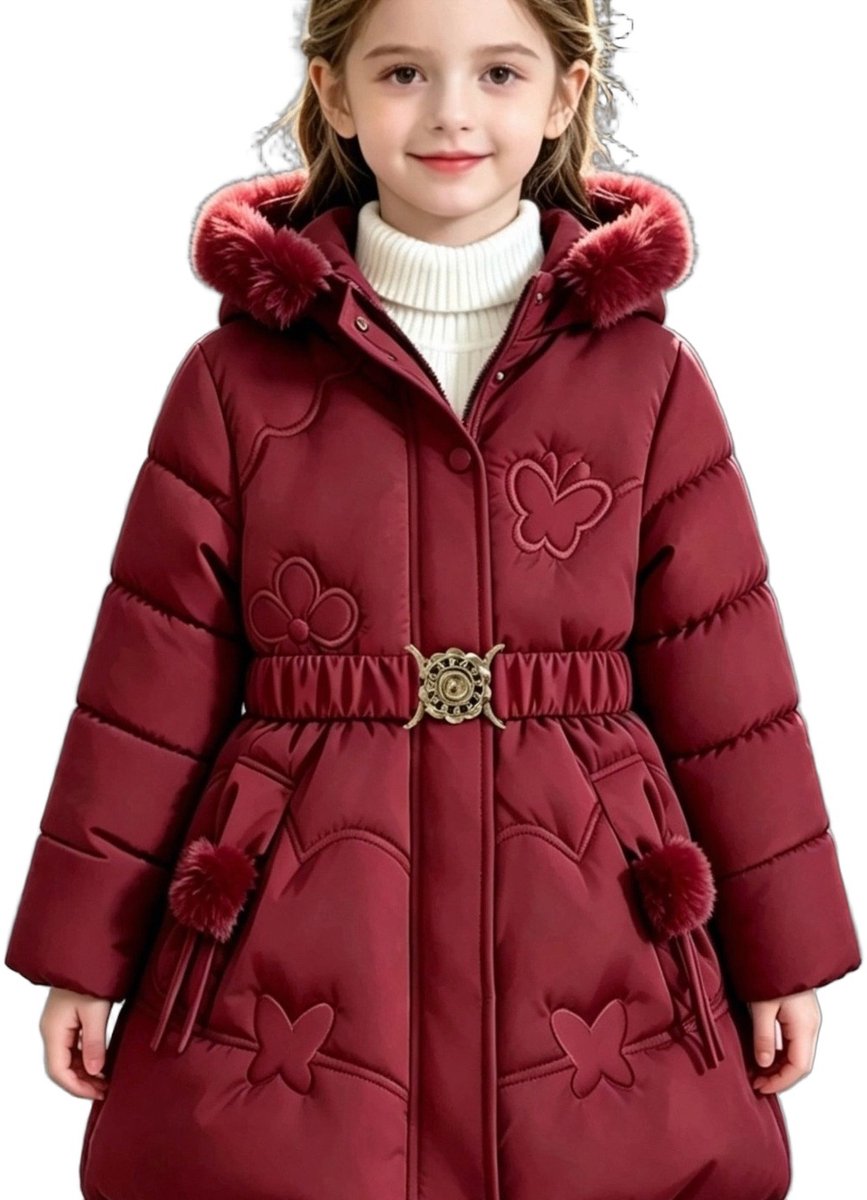 Currero Winterjas Parka Meisjes Lange Jas Meisje Wintermantel Overjas Gewatteerd Waterdicht Winter Stijlvol Mantel Kinderen Baksteenrood 9-10 Jaar Baksteenrood-1