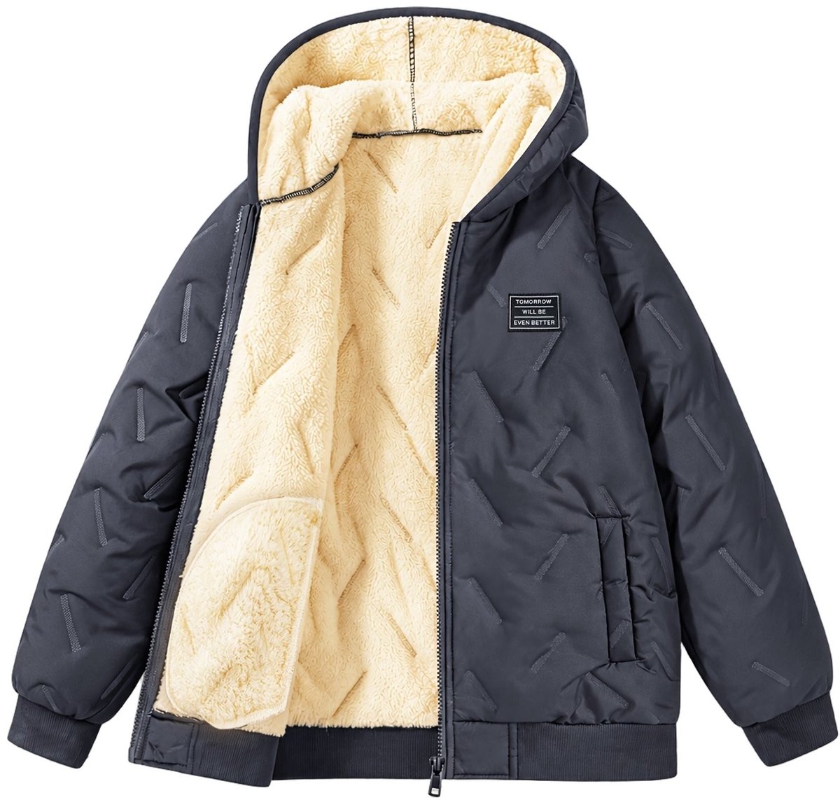 Currero Winterjas Parka Jongens Lange Jas Wintermantel Overjas Gewatteerd Waterdicht Winter Stijlvol Mantel Kinderen Donkergrijs 13 Jaar