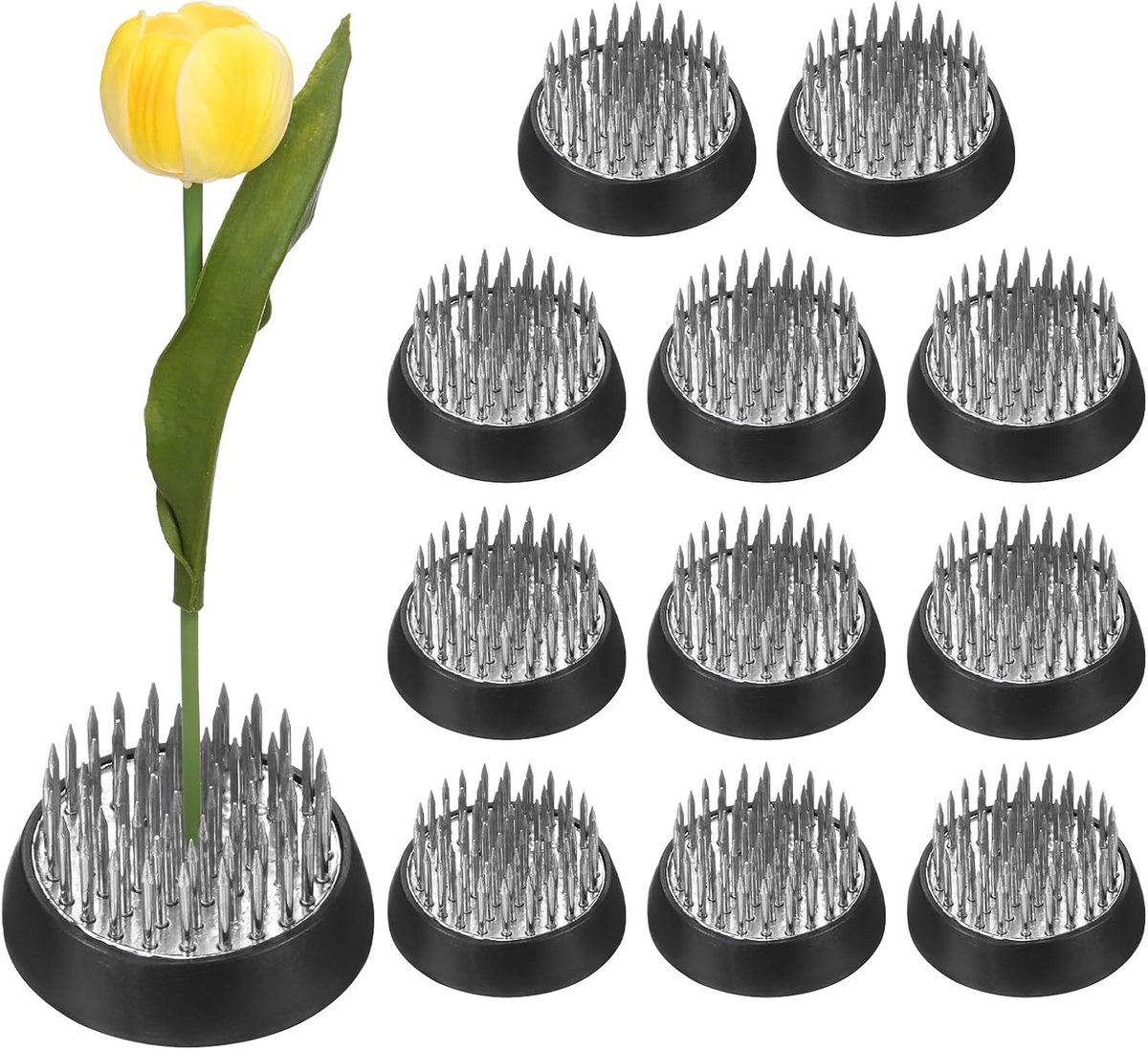 12-Pack Bloemenvrog 1.35 inch Ronde Stalen Bloemspelden met Rubber Basis voor Bloemstukken en Decoratie