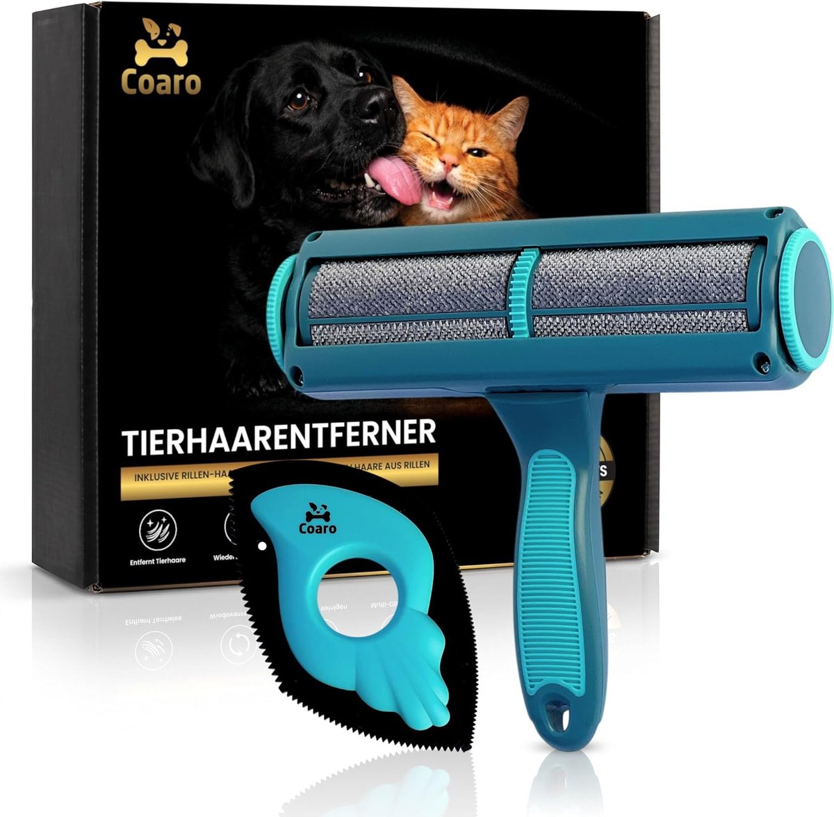 Dierenhaarverwijderaar rol incl. groeven haarverwijderaar - herbruikbaar - premium design - ideaal voor bank en auto - ShopVlot