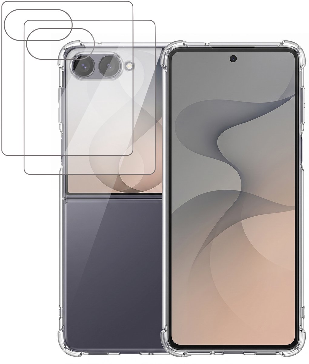 Hoesje geschikt voor Samsung Galaxy Z Flip 8 / Flip 7 – CrystalClear Back Cover – Schokbestendig – 2 Stuks Screenprotector Glas