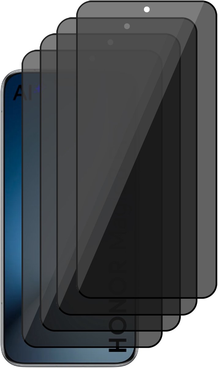 Privacy Screenprotector geschikt voor Honor Magic 8 Pro – 4 Stuks – Full Cover Gehard Glas – Anti Inkijk – Privacy Filter