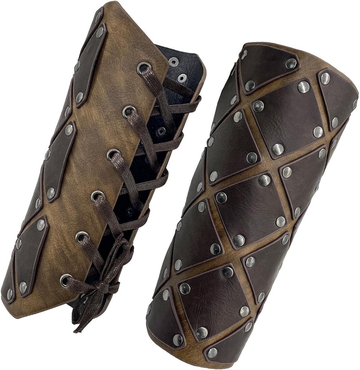 Middeleeuwse Arm Beschermers, Viking Faux Leren Handschoenen, Vintage Ridder Arm Bracers voor LARP en Cosplay, Renaissance Harnas Accessoires