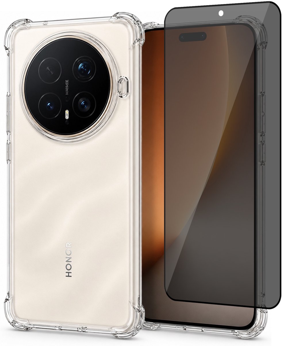 Hoesje geschikt voor Honor Magic 8 Pro – CrystalClear Back Cover – Schokbestendig – Privacy Screenprotector Full Cover