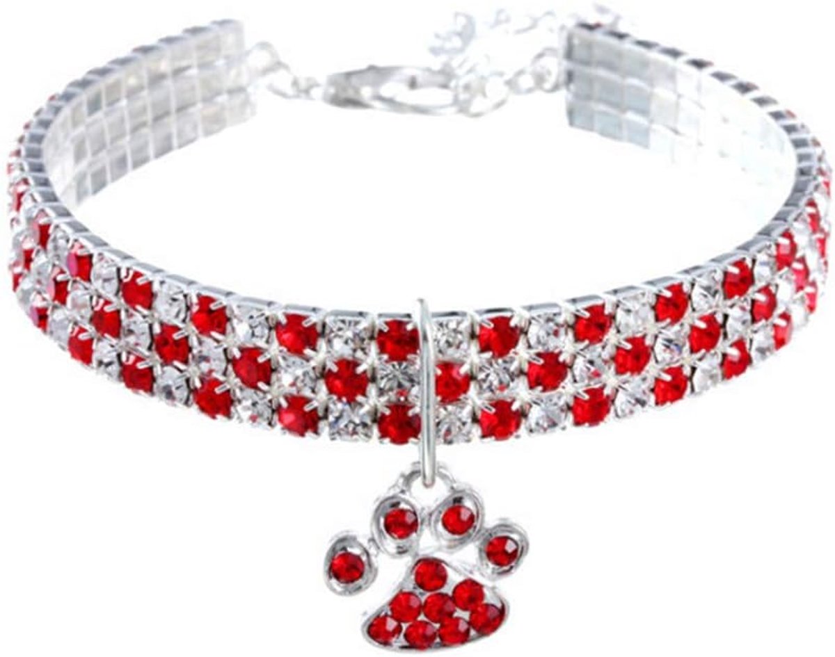 Huisdierhalsband met diamanten, verstelbare kristallen diamant, elastische hartvormige klauw hanger, bruiloft kat en hond, kleine huisdier ketting sieraden