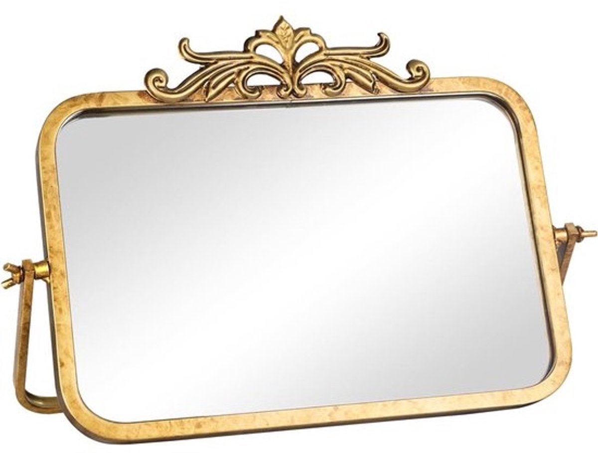 Vintage Kaptafelspiegel Antiek Goud - Verstelbare Make-up Spiegel Rechthoekig Metaal