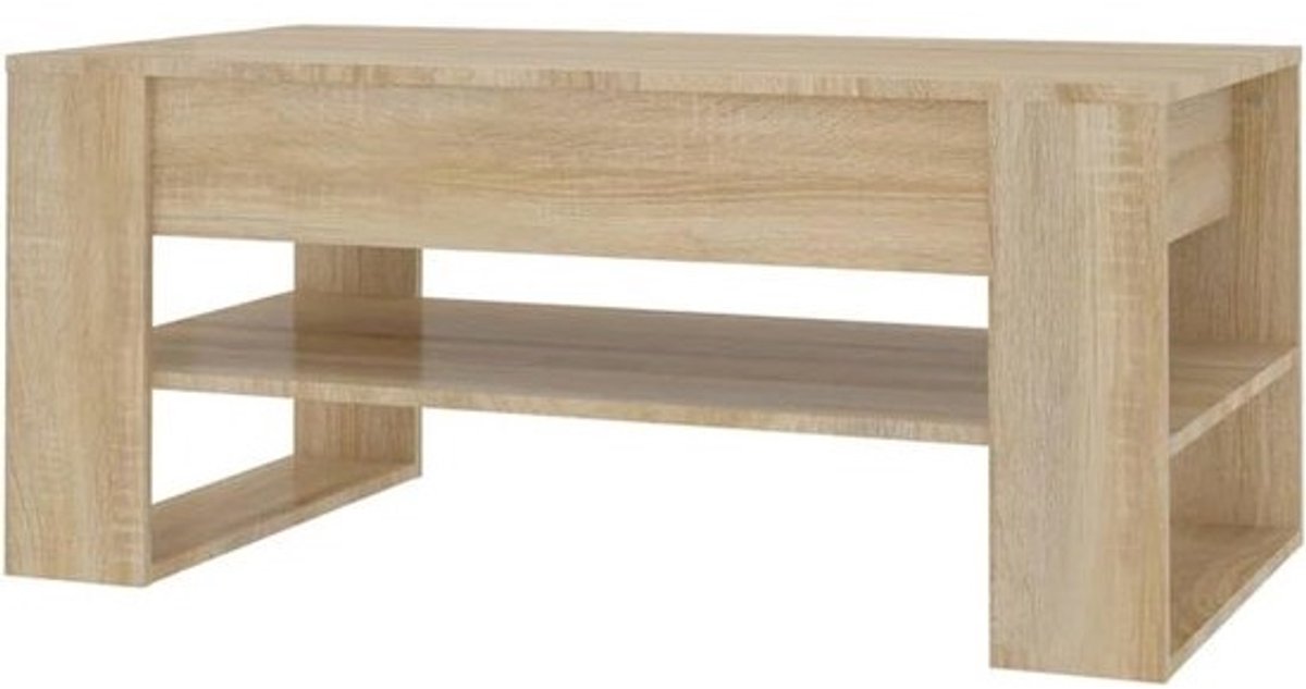 Salontafel - Koffietafel Bijzettafel - Woonkamer Inrichten - Met Opbergvak - 102x55x45 cm - Sonoma Eiken