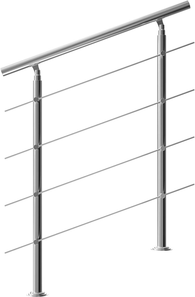 trapleuning edelstaal – 100 cm met 4 horizontale spijlen – balustrade