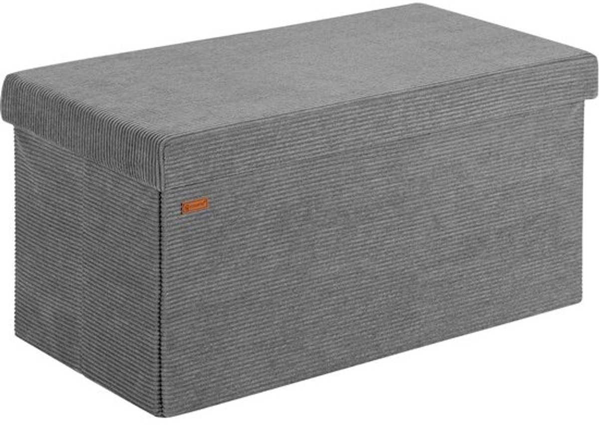 Zitbank met Opbergruimte Beige Ripstof en Twee Opbergboxen