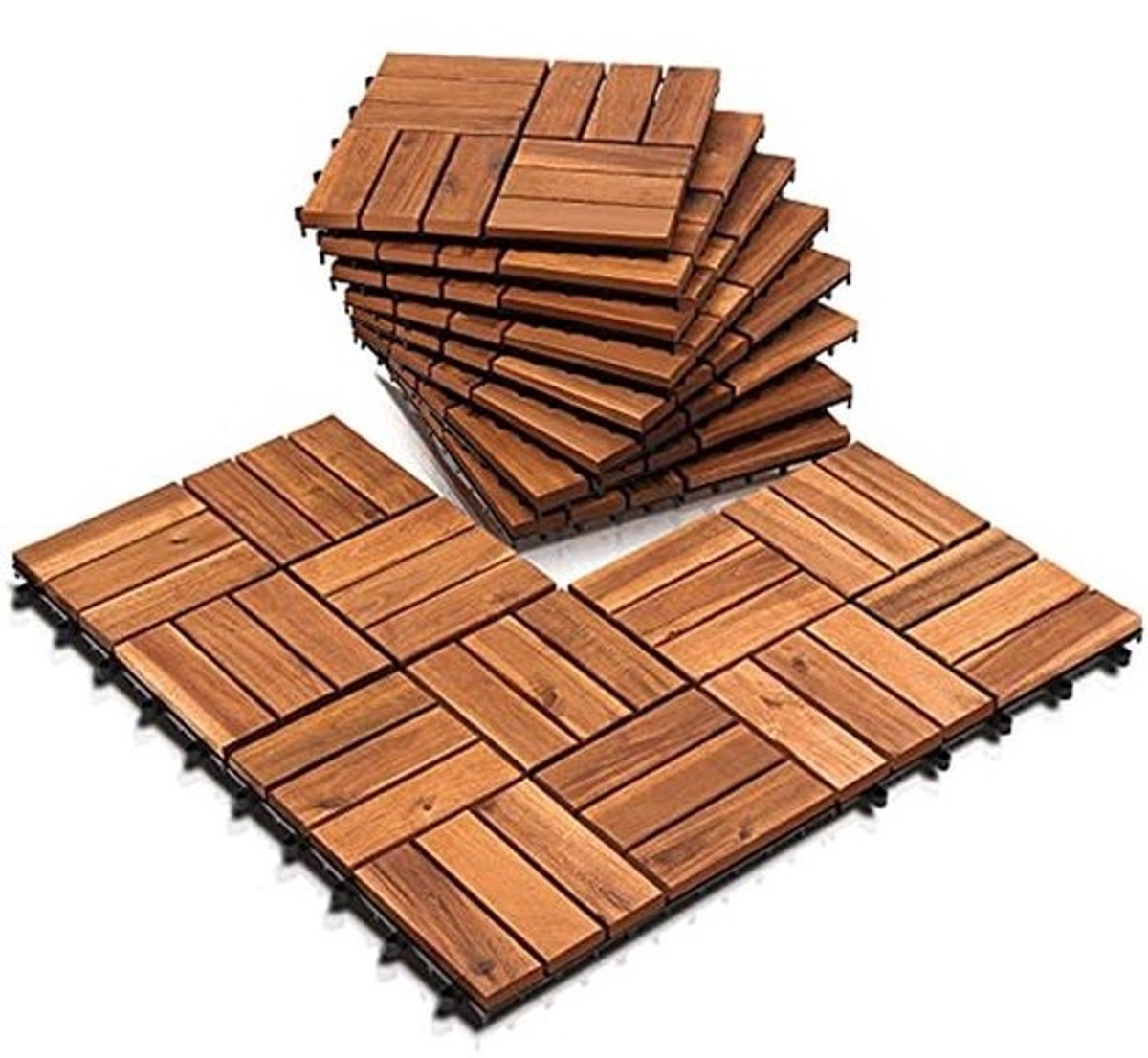 Houten Terrastegels 30 x 30 cm - Duurzaam en Weerbestendig voor Balkon en Patio - FSC® Gecertificeerd