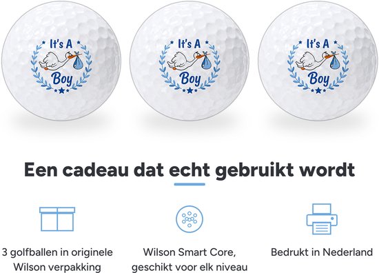 Golfballen It's a Boy - Geboorte Golf Cadeau - 3 stuks - Wilson - Bedrukte Golfballen van Wilson — afbeelding 2