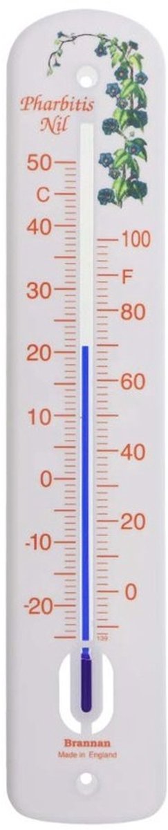 Grote Witte Wandthermometer 380 mm - Binnen en Buiten - Celsius en Fahrenheit