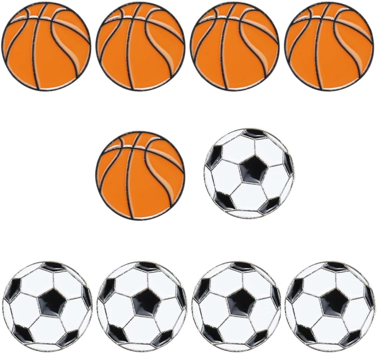 10Pcs Voetbal Basketbal Pin Badge Set Bal Logo Revers Broche Rugzak Sjaal Decoratie, IJzer