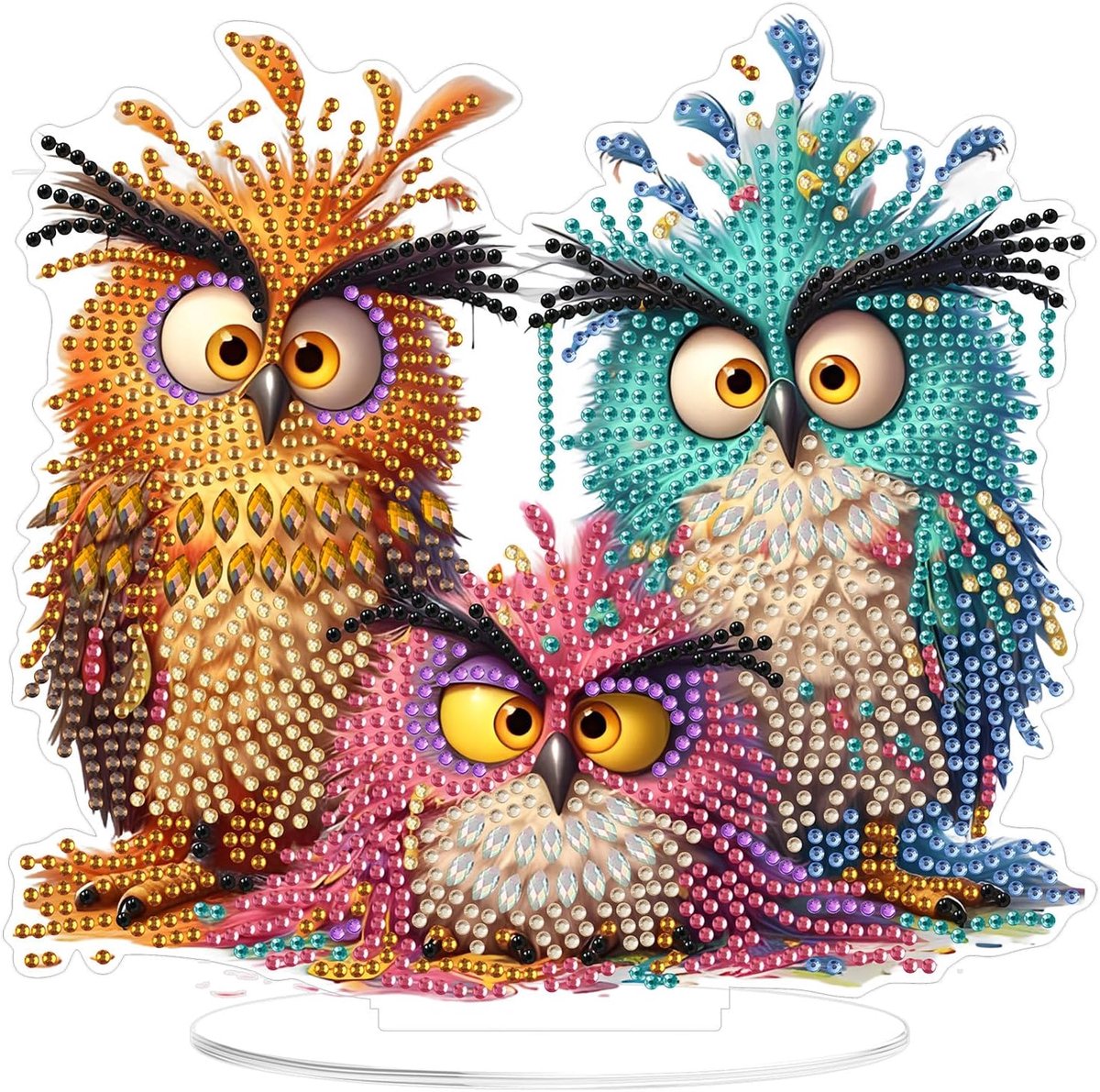 Tafelblad Diamond Art Uil Kits voor Volwassenen Kinderen, DIY Dubbelzijdig Dier Diamant Schilderij Desktop Ornament, Speciaal Gevormd Diamant Schilderij Edelsteen Craft Bureau Top Kits voor
