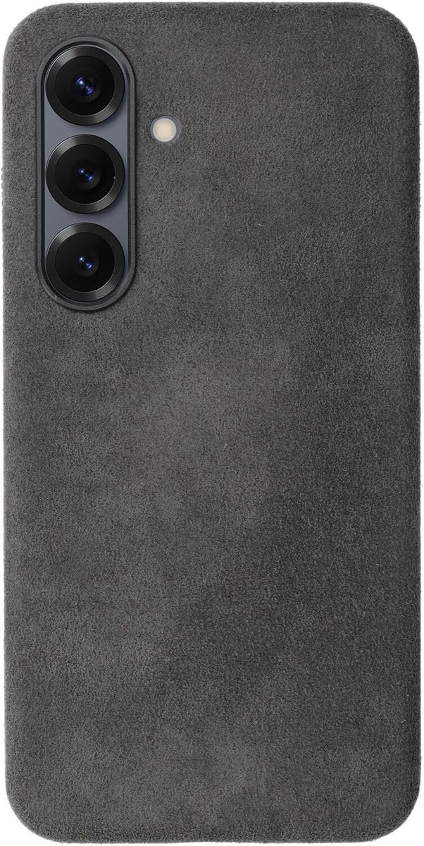Avanti Hoesje Geschikt voor Samsung Galaxy S25 Plus / S24 Plus | Compatibel met MagSafe / Qi2 | Echt Italiaans Alcantara | Back Cover | Beschermhoes | Grijs