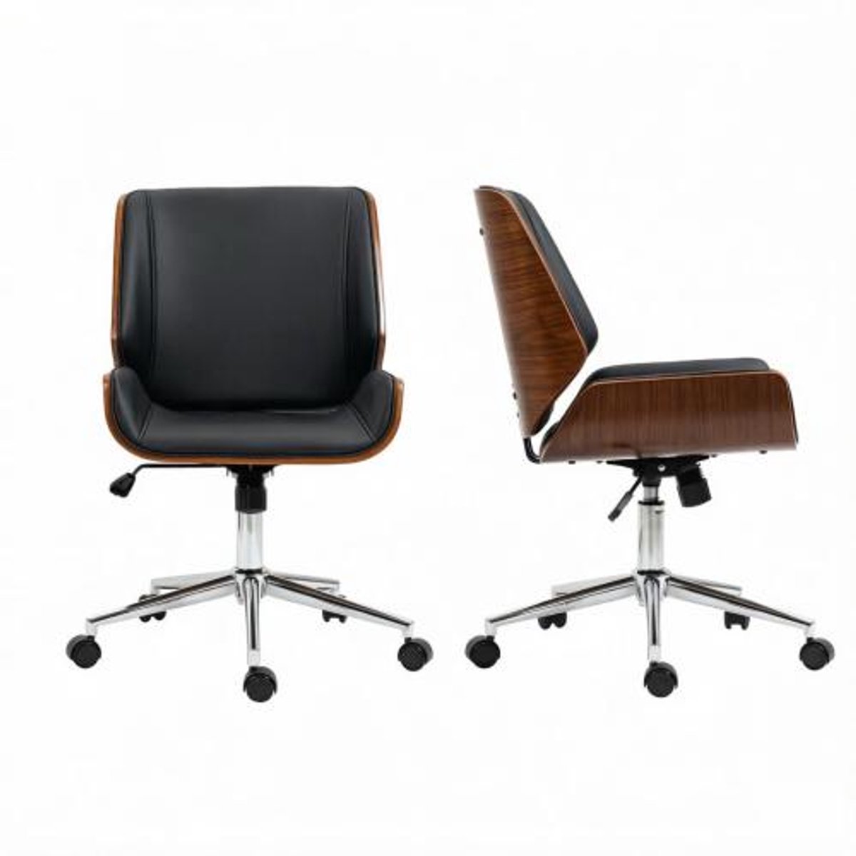Ergonomische Bureaustoel - Compacte Bureaustoel - In Hoogte Verstelbaar - Draaibare Bureaustoel - Maximaal 120 kg - Thuiskantoor - 53x60x96cm - Zwart