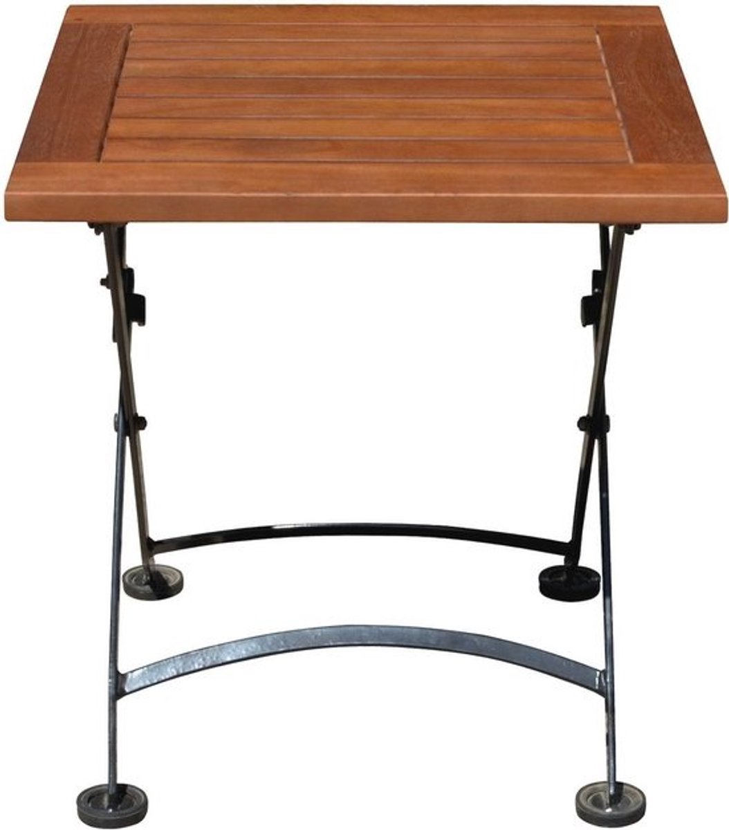 Eucalyptus Tuintafel met Metaal Frame - Houten Klaptafel voor Tuin en Balkon