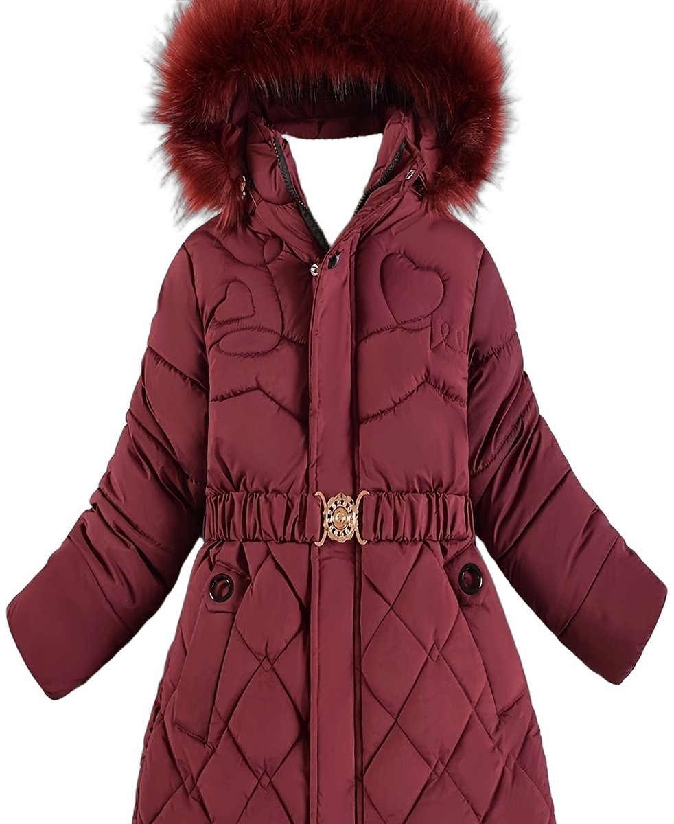 Currero Winterjas Parka Meisjes Lange Jas Meisje Wintermantel Overjas Gewatteerd Waterdicht Winter Stijlvol Mantel Kinderen Diep 9-10 Jaar Rood