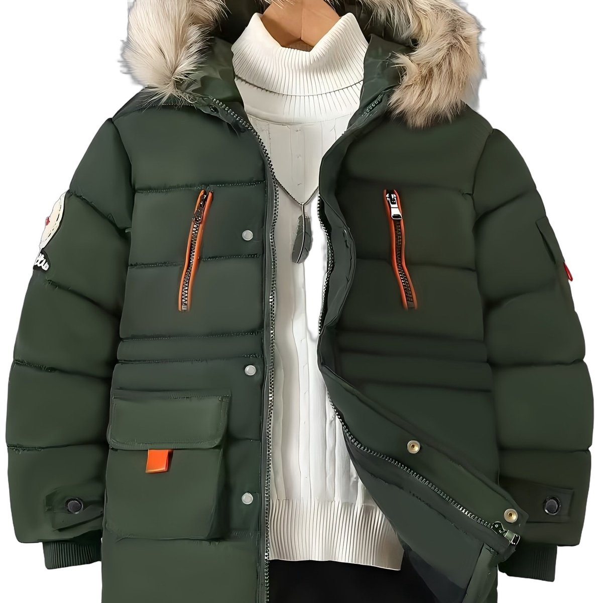 Currero Winterjas Parka Jongens Lange Jas Wintermantel Overjas Gewatteerd Waterdicht Winter Stijlvol Mantel Kinderen Oceaan 11 Jaar Groen
