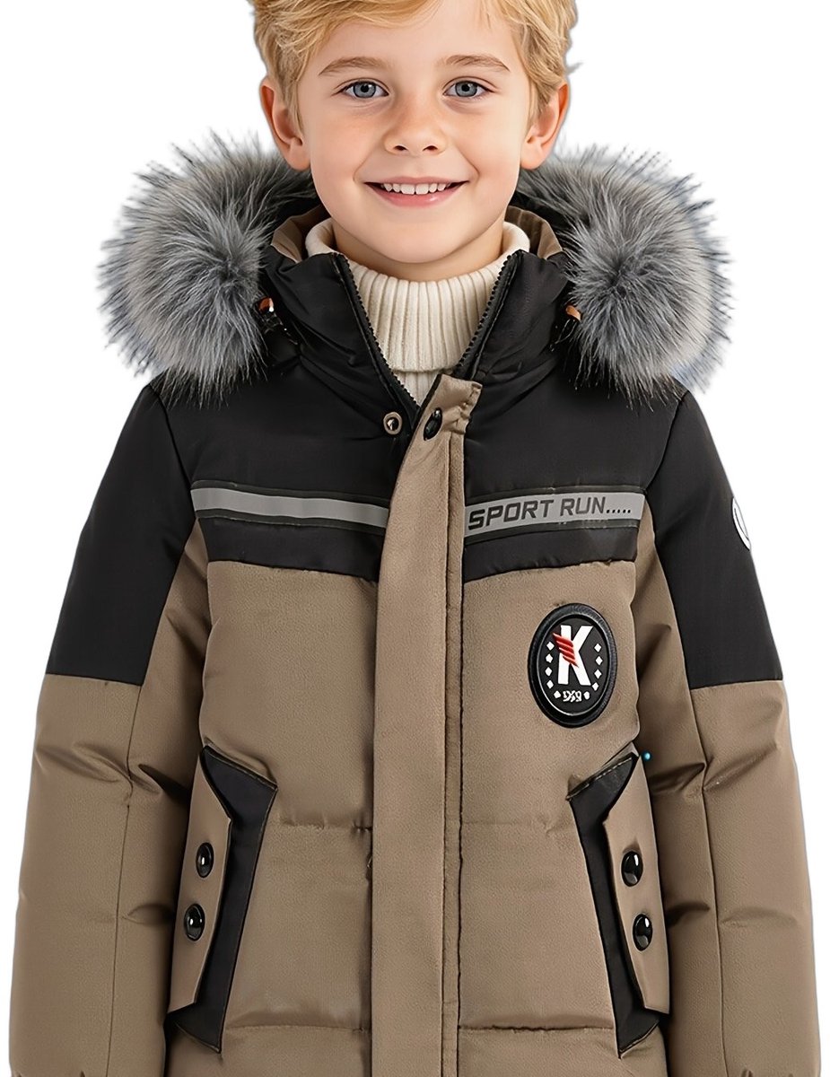 Currero Winterjas Parka Jongens Lange Jas Wintermantel Overjas Gewatteerd Waterdicht Winter Stijlvol Mantel Kinderen 4-5 Jaar Creme