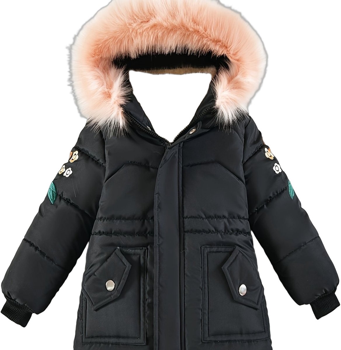 Currero Winterjas Parka Meisjes Lange Jas Meisje Wintermantel Overjas Gewatteerd Waterdicht Winter Stijlvol Mantel Kinderen 6-7 Jaar Zwart