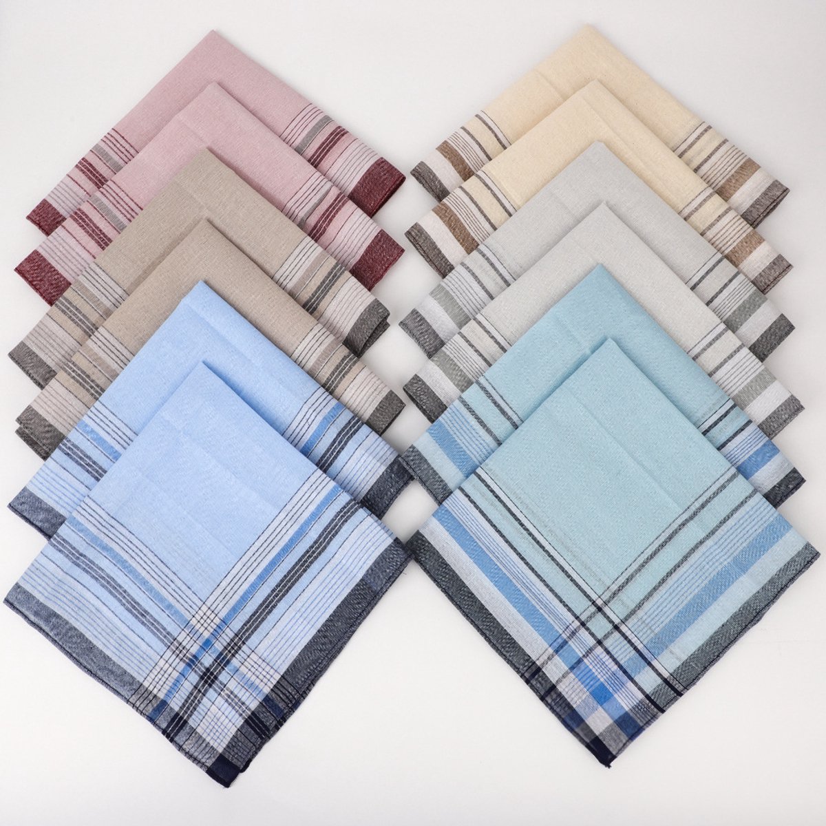 REDOM Zakdoek 12 stuks 40 x 40 cm – Zachte en absorberende katoenen zakdoeken – Wasbaar voor dagelijks gebruik en onderweg – Gemengde kleuren