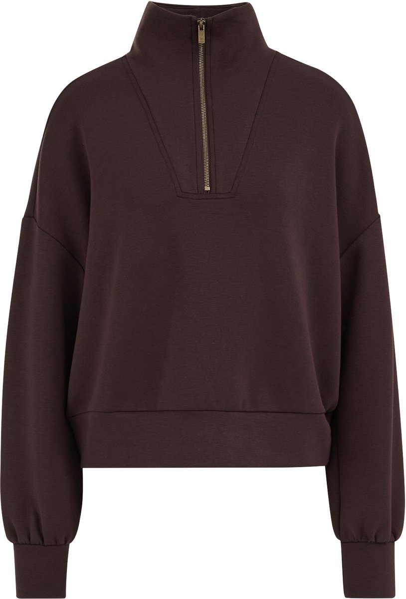 WE Fashion Dames jersey sweater met quarter-zip