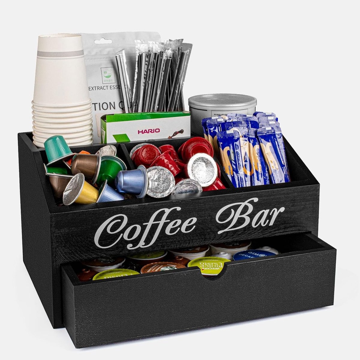 Organisator voor Koffie en Thee - Opbergoplossing voor Koffieaccessoires in Zwart