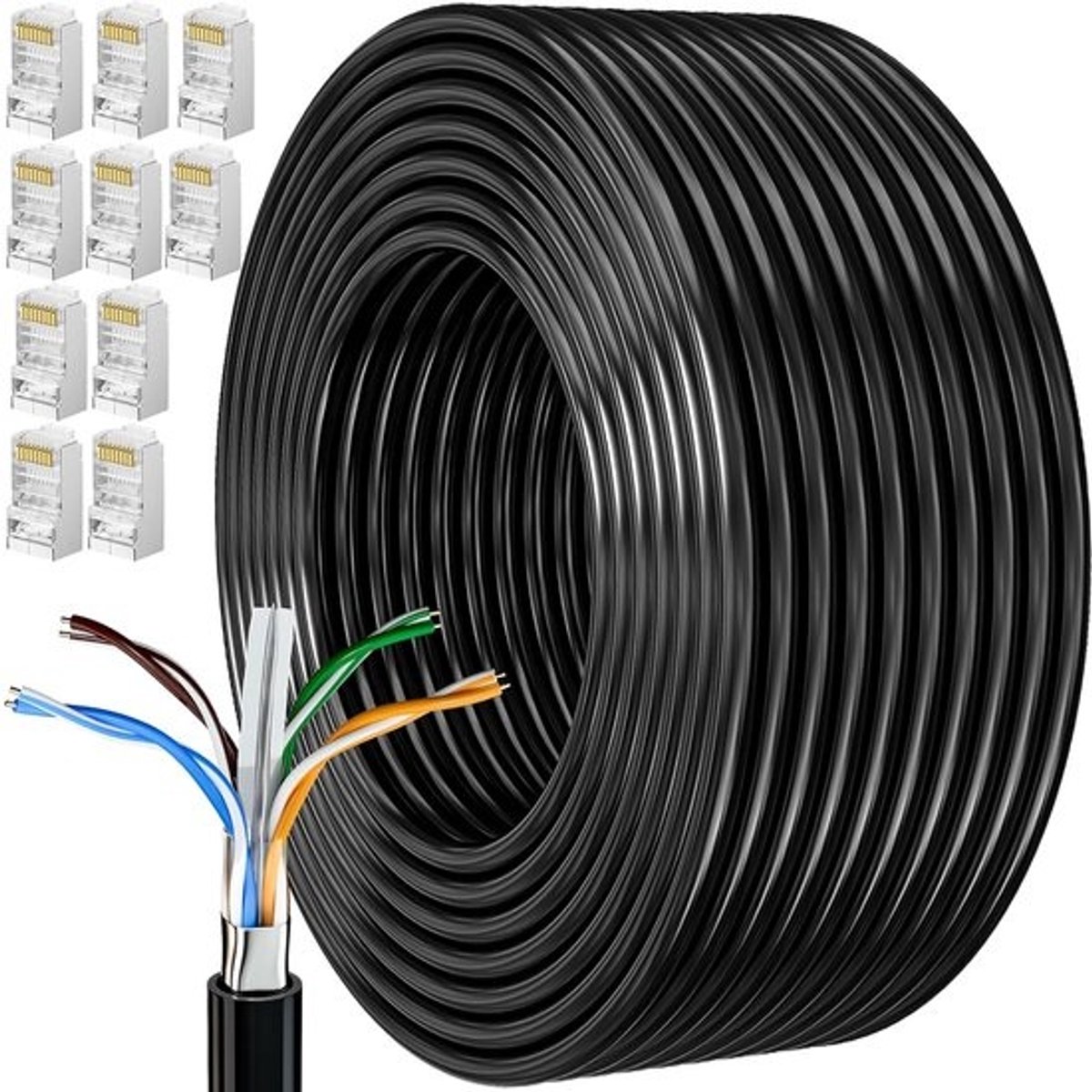 Lange 50 Meter CAT6 Afgeschermde Buiten Netwerkkabel - Weerbestendig Gigabit Ethernet Draad