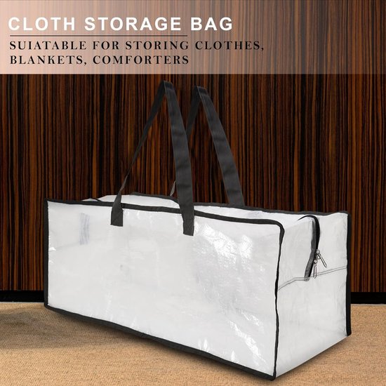 Grote geweven opbergtas van polypropyleen met handvat voor kleding, dekens en quilts | 74 x 36 x 33 cm | 1 vak | Opvouwbare multifunctionele opbergtas (1 stuk) — afbeelding 5