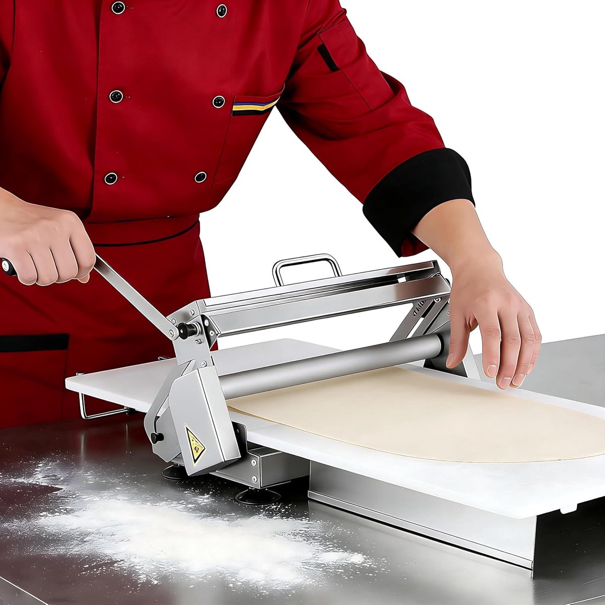 Deeguitroller (104,6 X 39,1 Cm), Met Uitrolplaat, Handmatige Deegroller, Roestvrijstalen Uitrolmachine met 55 Instelbare Diktes, CommerciëLe Kwaliteit. 90x40cm