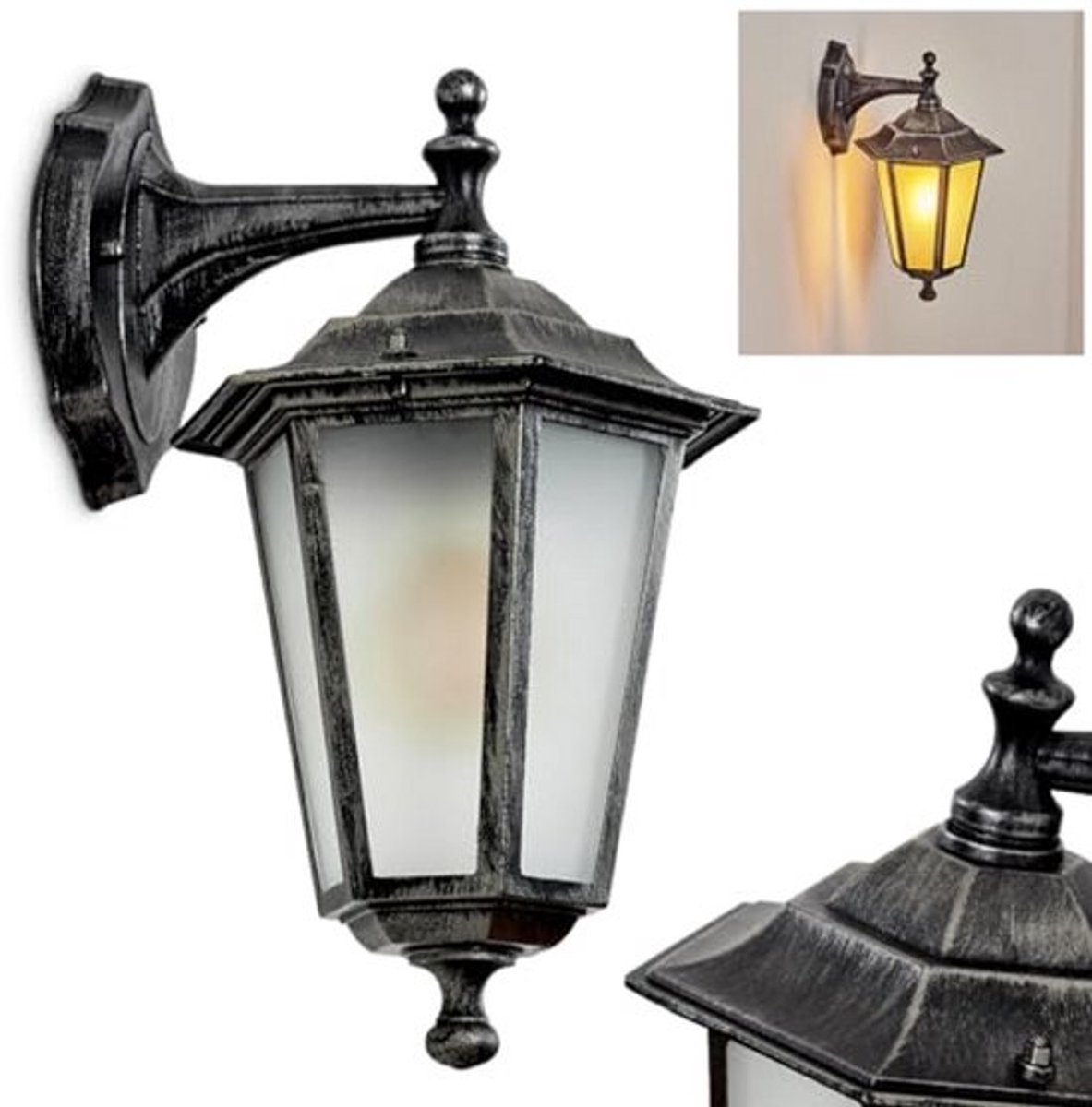 Buitenmuurverlichting in Antieke Look van Metaal en Glas voor Patio