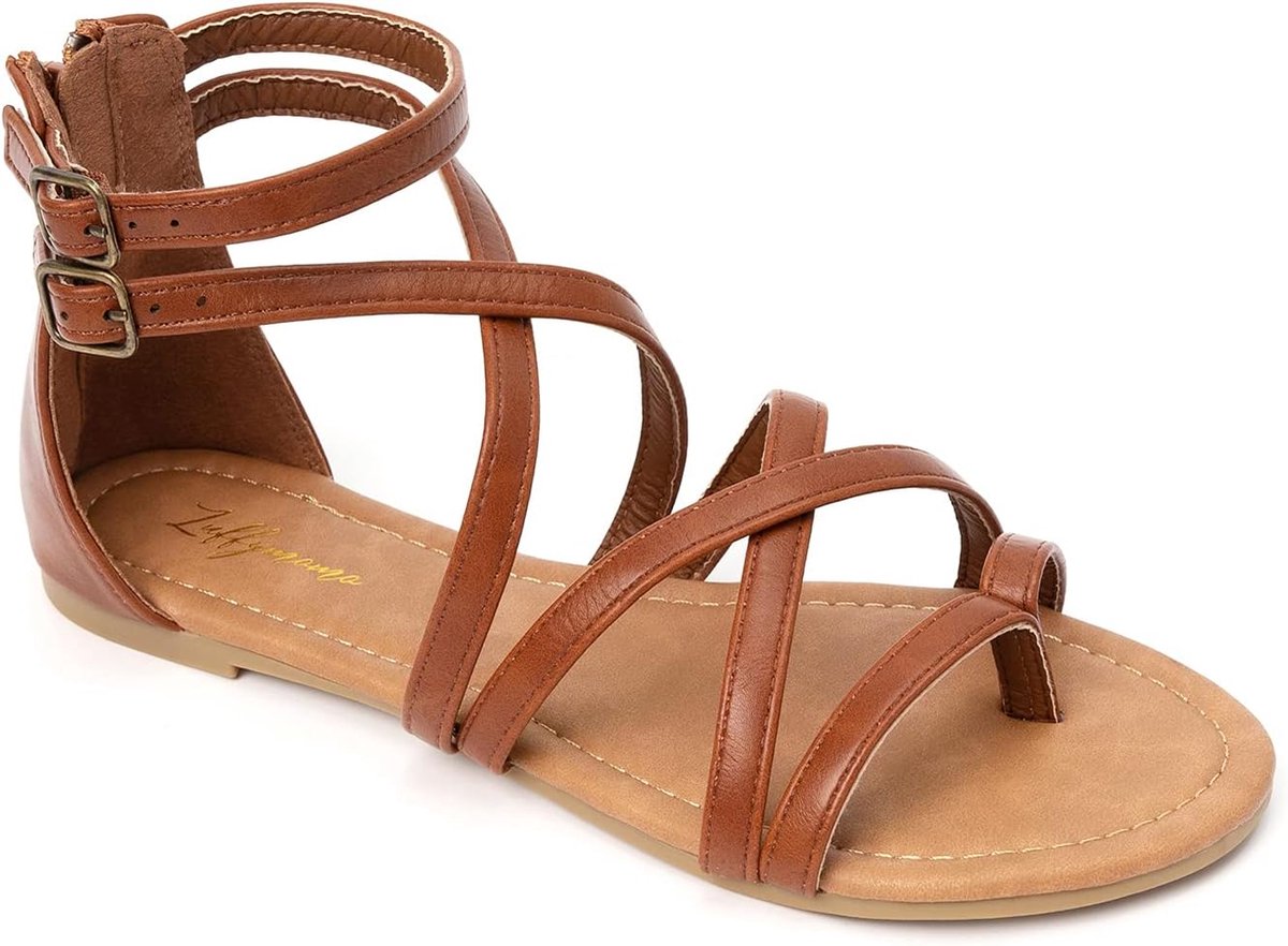 Casual damessandalen met riempjes, comfortabele verstelbare platte sandalen