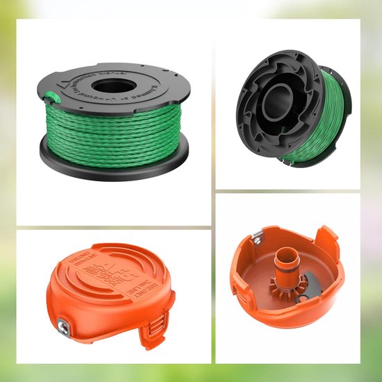 Spoelen met 90583594 Deksel, 2mm/0,08" 6,1m Spoellijnen Compatibel met de Black and Decker A6486 GL9035, GL8033, GL7033 (4 Spoelen + 1 Deksel) — afbeelding 5