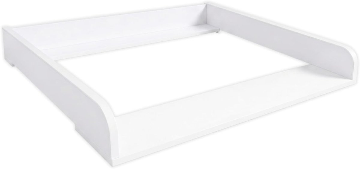 Aankleedopzet voor Commode, Afgeronde Zijkanten, 80 cm, Wit | Verstelbaar Uitschuifbaar 34–50 cm, Aankleedopzetstuk, Baby Aankleedunit, Verhoogde Randen, Groot oppervlak 80 x 70 cm