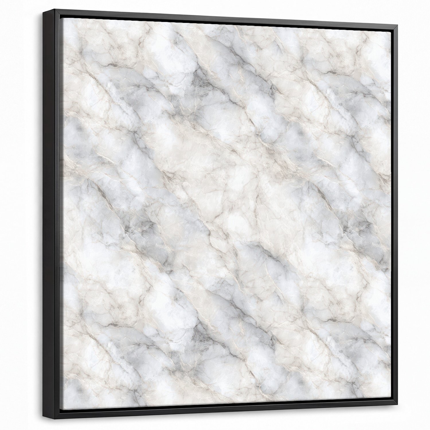 Canvas Schilderij met Baklijst 50x50cm - Grijs - Marmer - Gedetailleerd - Muurdecoratie woonkamer - Slaapkamer decoratie - Kamer accessoires - Schilderijen op canvas met lijst