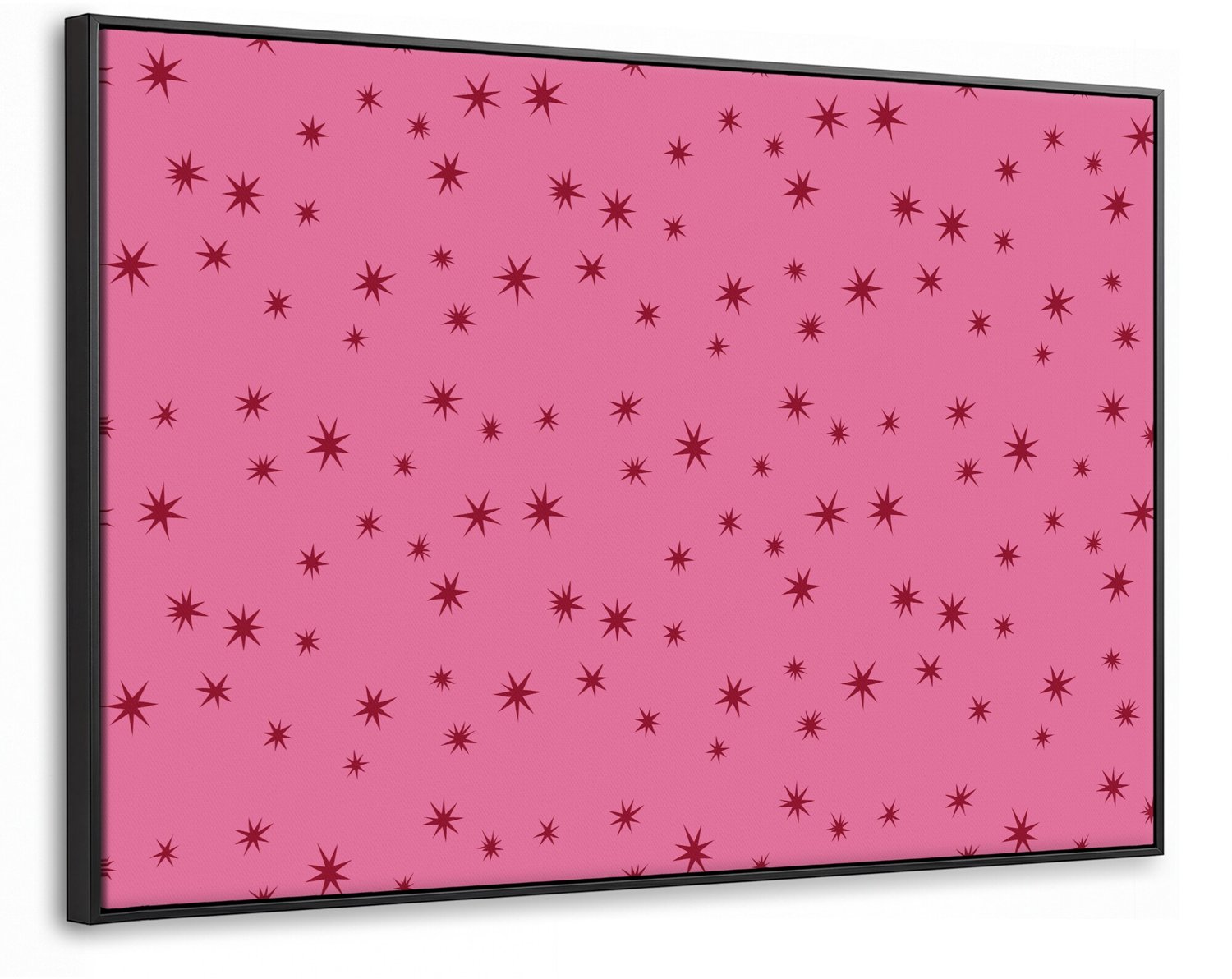 Canvas Schilderij met Baklijst 90x60cm - Kerst - Ster - Rood - Roze - Muurdecoratie woonkamer - Slaapkamer decoratie - Kamer accessoires - Schilderijen op canvas met lijst