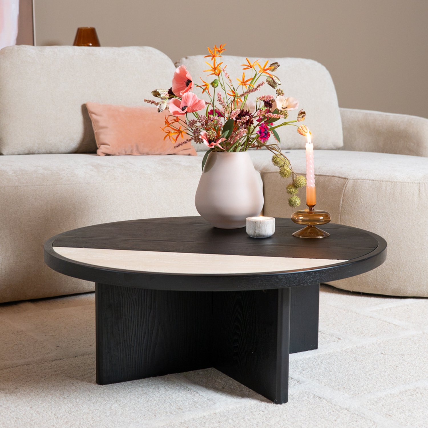 Bronx71 Salontafel Maeva Ø80 cm zwart eiken