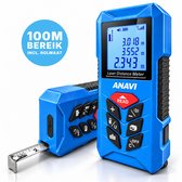 Anaví Laser Afstandsmeter- 100 Meter Bereik - Digitale Laserafstandsmeter met Ingebouwde Rolmaat - 2mm Nauwkeurige Laser - USB-C Oplaadbaar