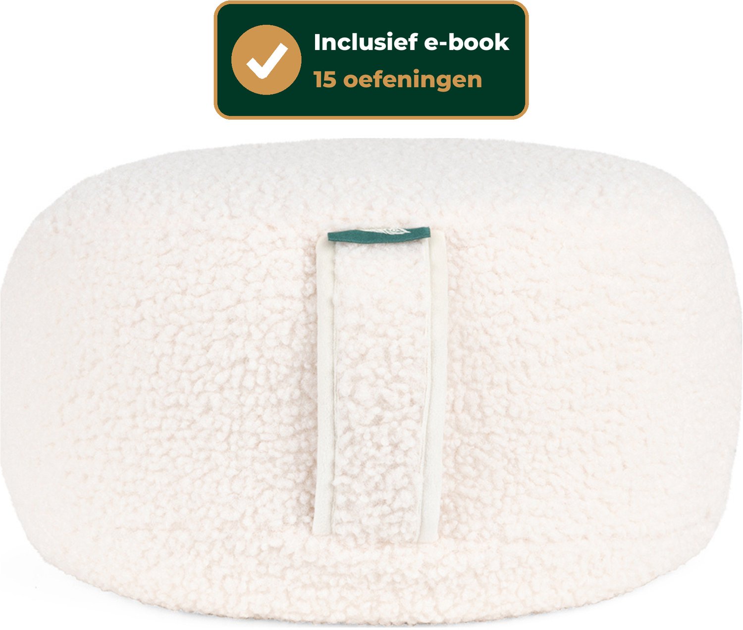 Bol.com MindBaas - Meditatiekussen - Teddy - Wit - Incl. E-Mediteergids - Eco - Rond - Boekweit - Dubbel Gestikt - 15 x 33 cm (h... aanbieding